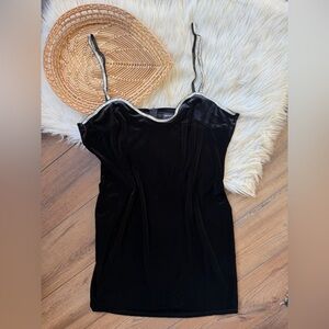 Pretty Little Thing Plus Black Velvet Diamante Strappy Bodycon Dress Size 1x